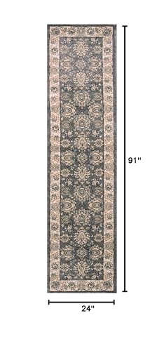 HomeRoots Decor 2' x 7'7' Runner Polypropelene Grey/Ivory Area Rug