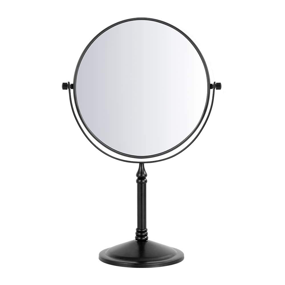DOWRY Makeup Mirror 10x Magnification Vanity Mirror Tabletop Two-Sided Swivel Matte Black