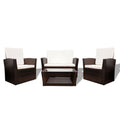 vidaXL 10 Pieces Garden Sofa Set Poly Rattan Brown Outdoor Patio Table Chair