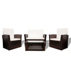 vidaXL 10 Pieces Garden Sofa Set Poly Rattan Brown Outdoor Patio Table Chair