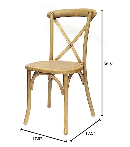 Commercial Seating Products Antique Fruitwood Crossback Dining Chairs, 2-Pack