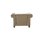 Acme Aurelia Nail-Head Trim Tufted Chair with 1 Pillow in Beige Linen