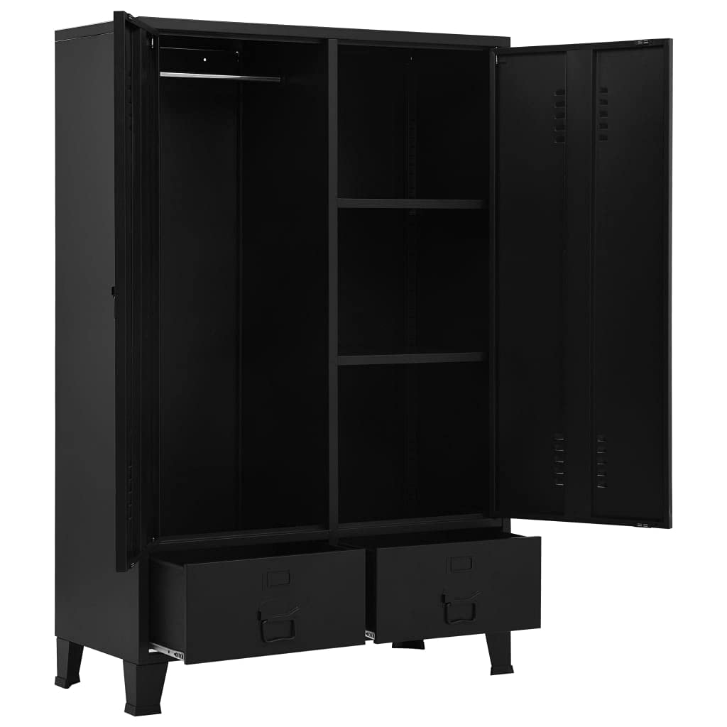 vidaXL Wardrobe Industrial Black 35.4&quot;x15.7&quot;x55.1&quot; Steel