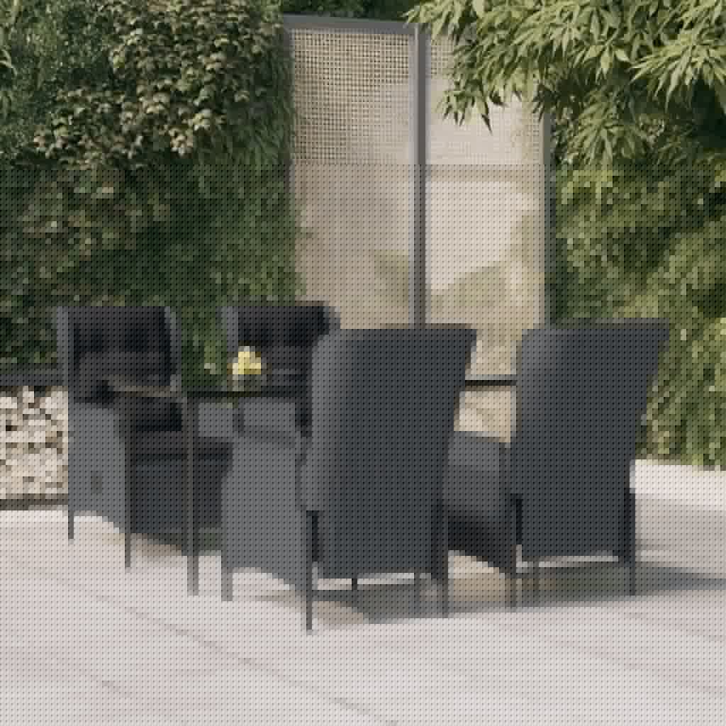 vidaXL Patio Dining Set 5 Piece – Dark Gray Poly Rattan, Adjustable Backrest Chairs, Tempered Glass Tabletop – Outdoor/Garden/Deck Furniture