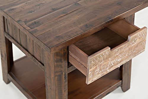 Painted Canyon Distressed Acacia Rustic End Table