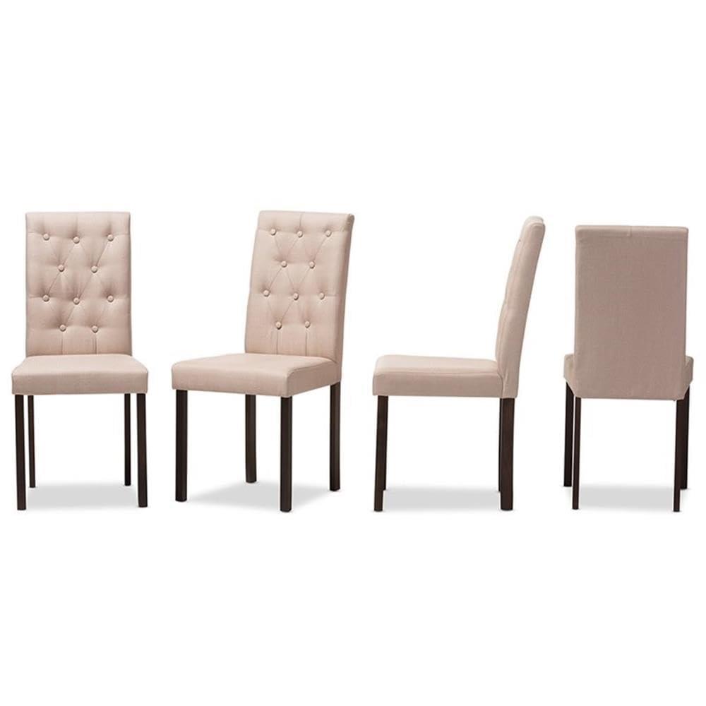 Baxton Studio Gardner Modern and Contemporary Dark Brown Finished Grey Fabric Upholstered Dining Chair (Set of 4) Beige