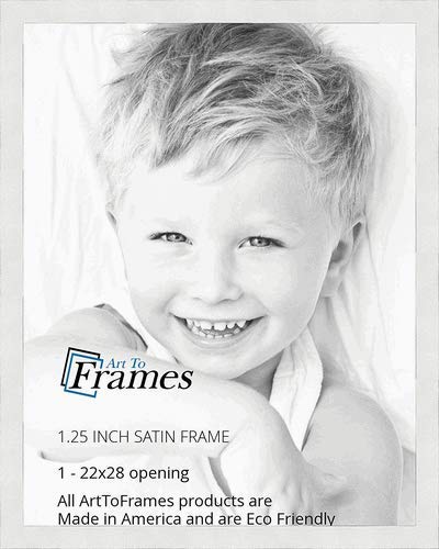 ArtToFrames 22x28 Inch White Picture Frame, This 1.25 Custom Poster Frame is Satin White Frame, for Your Art or Photos, WOMFRBW2