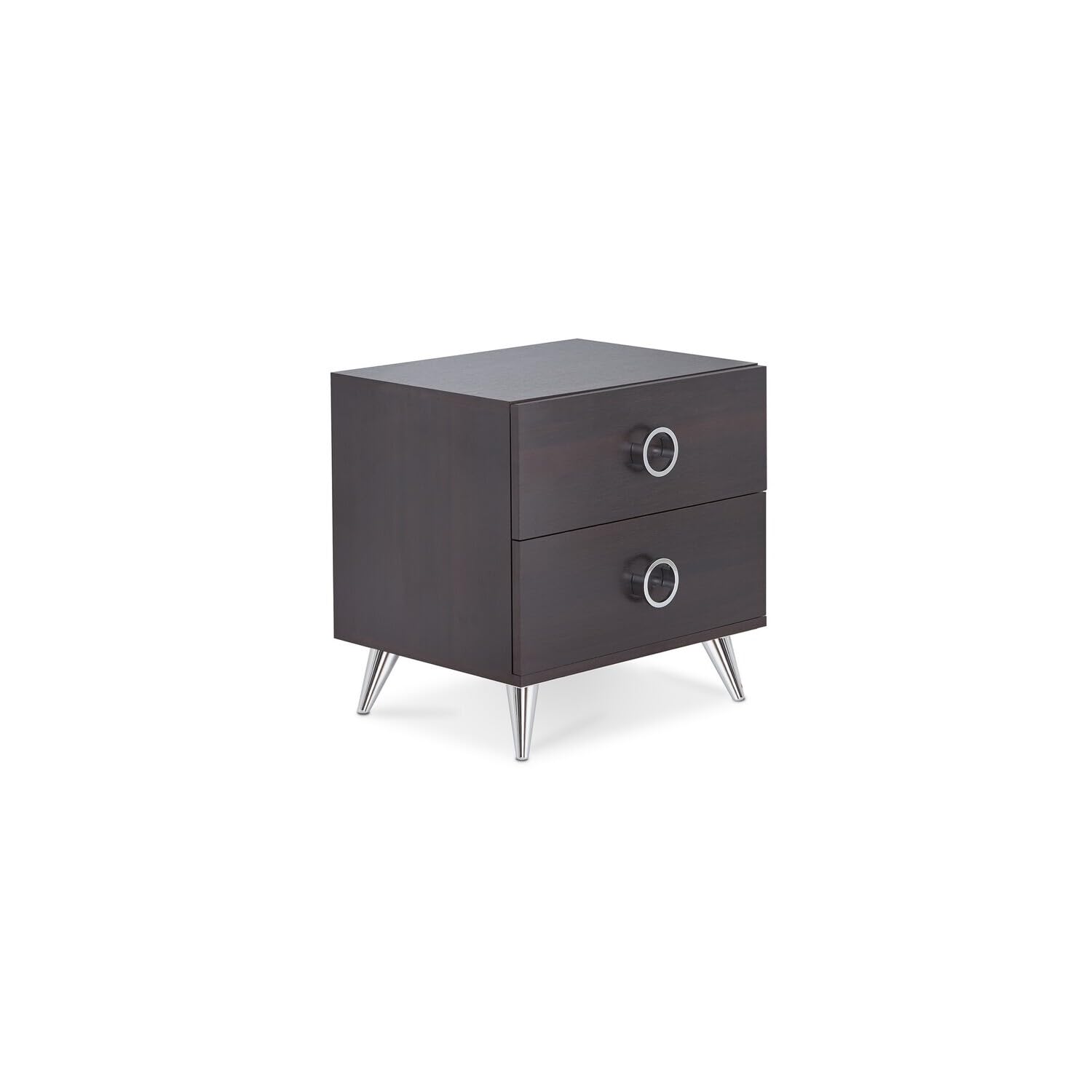 Benzara Rectangular Wood & Metal Nightstand By Elms, Brown/Chrome