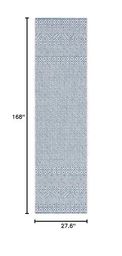 Safavieh Courtyard Collection 2'3' X 14' Grey/Blue Cy8235 Indoor/ Outside Waterproof Easy Cleansingpatio Backyard Mudroom Runner Mat