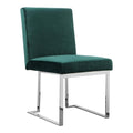 Pangea Home Dexter 18.5" Velvet & Steel Metal Side Chair In Green (Set Of 2)