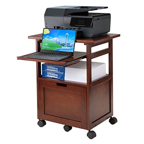 Ergode Piper | Versatile Compact Work Cart/Storage Solution | Laptop Stand | Filing Cabinet | Shelf | Walnut Finish