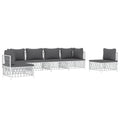 vidaXL Modern Patio Lounge Set - 5 Piece White Steel Frame and Woven Fabric with Comfortable Cushions for Outdoor Garden
