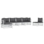 vidaXL Modern Patio Lounge Set - 5 Piece White Steel Frame and Woven Fabric with Comfortable Cushions for Outdoor Garden
