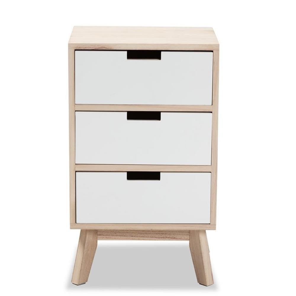 Baxton Studio Dilan 3-Drawer Nightstand - Thumbnail 3