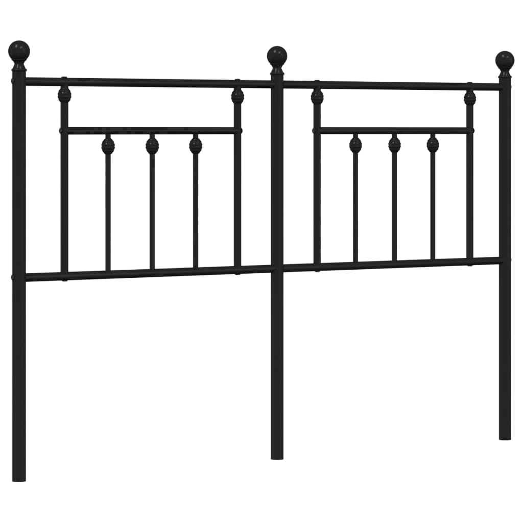 vidaXL Black Metal Headboard - Robust Steel Bed Header - Provides Excellent Back Support - Assembly Required - Suitable for 53.1&quot; Mattress Width