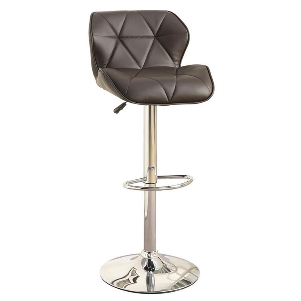 Poundex Bobkona Frances Set Of Two Adjustable Pu Bar Stool In Dark Brown