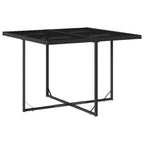 vidaXL 9-Piece Patio Dining Set with Cushions - Black Poly Rattan, Glass Top, Compact Storage, Indoor/Outdoor