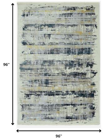 HomeRoots Shrink Polyester 8’ Round Blue White Distressed Traditional Area Rug