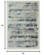 HomeRoots Shrink Polyester 8’ Round Blue White Distressed Traditional Area Rug