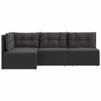 vidaXL 4 Piece Modern Patio Lounge Set - Outdoor Black Poly Rattan Furniture with Cushions, Weather Resistant, Durable Material, Adjustable Corner Sofa, Easy Assembly