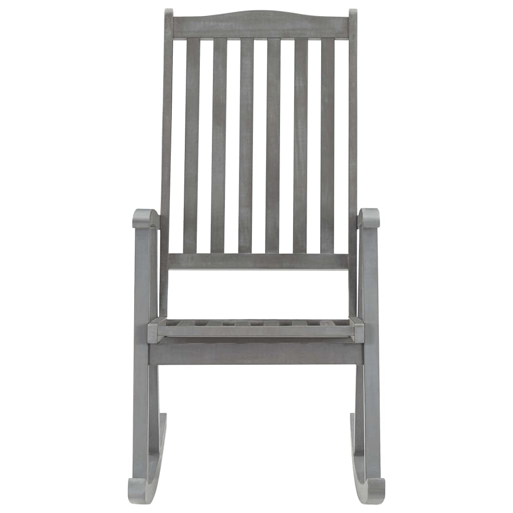 vidaXL Rocking Chair - Solid Acacia Wood - Gray Wash Finish - Waterproof Cushions - Vintage Design - Indoor/Outdoor Use - High Backrest Rocker