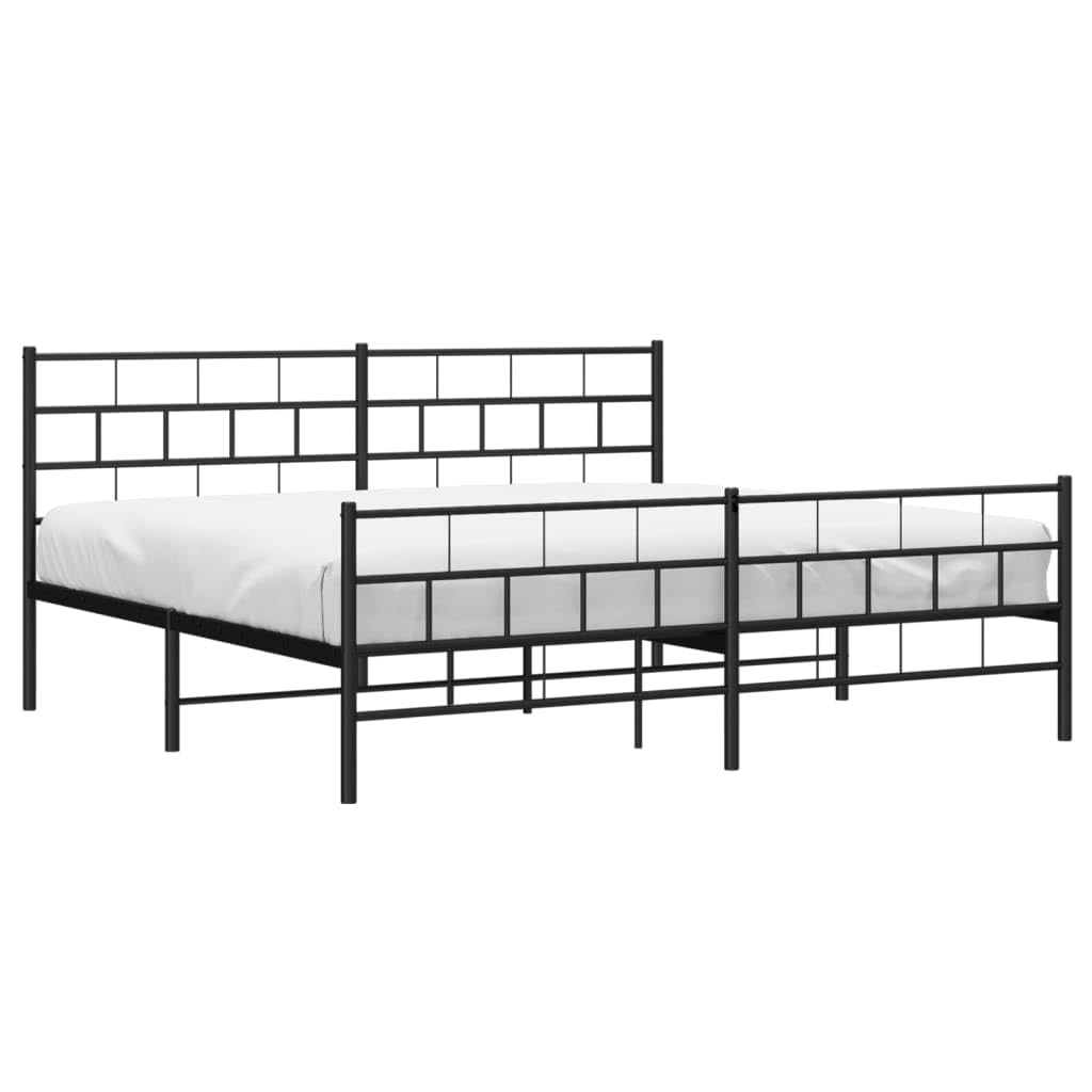 vidaXL 12-Inch Black Metal King Bed Frame with Headboard & Footboard, Heavy-Duty Slats Support with Under-Bed Storage for Modern Bedroom, No Box Spring Needed & Easy Assembly, No Mattress