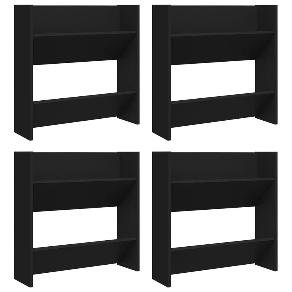 vidaXL Wall Shoe Cabinets 4 pcs Black 23.6"x7.1"x23.6" Engineered Wood