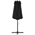 vidaXL Outdoor Sun Parasol with Aluminum Pole - UV Protecting Garden Umbrella with Anti-Fade Polyester - Crank System, Extra-Large, Black