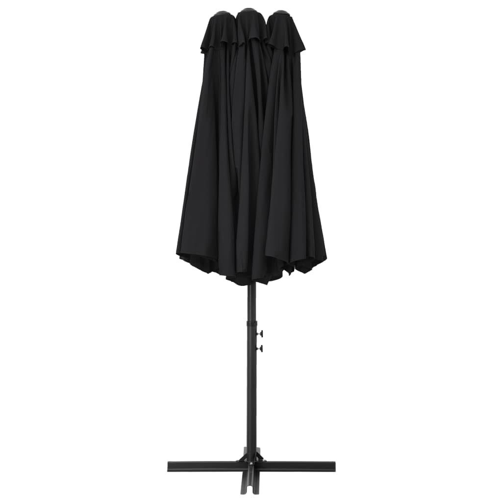 vidaXL Outdoor Sun Parasol with Aluminum Pole - UV Protecting Garden Umbrella with Anti-Fade Polyester - Crank System, Extra-Large, Black