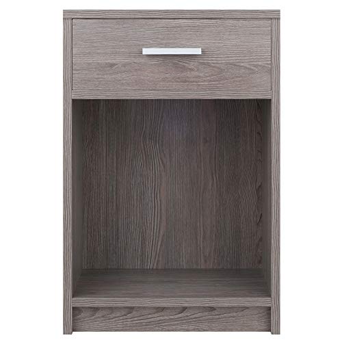Contemporary Ergode Wood Rennick Accent Table - Rustic Charm, Side Table, Drawer, Cabinet, Mini-Bookshelf, Printer Stand, Ash Gray