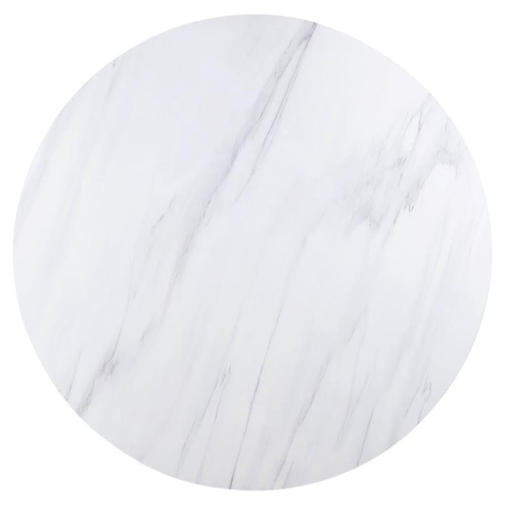 Acme Gerardo Round Marble Top Dining Table in White and Weathered Espresso