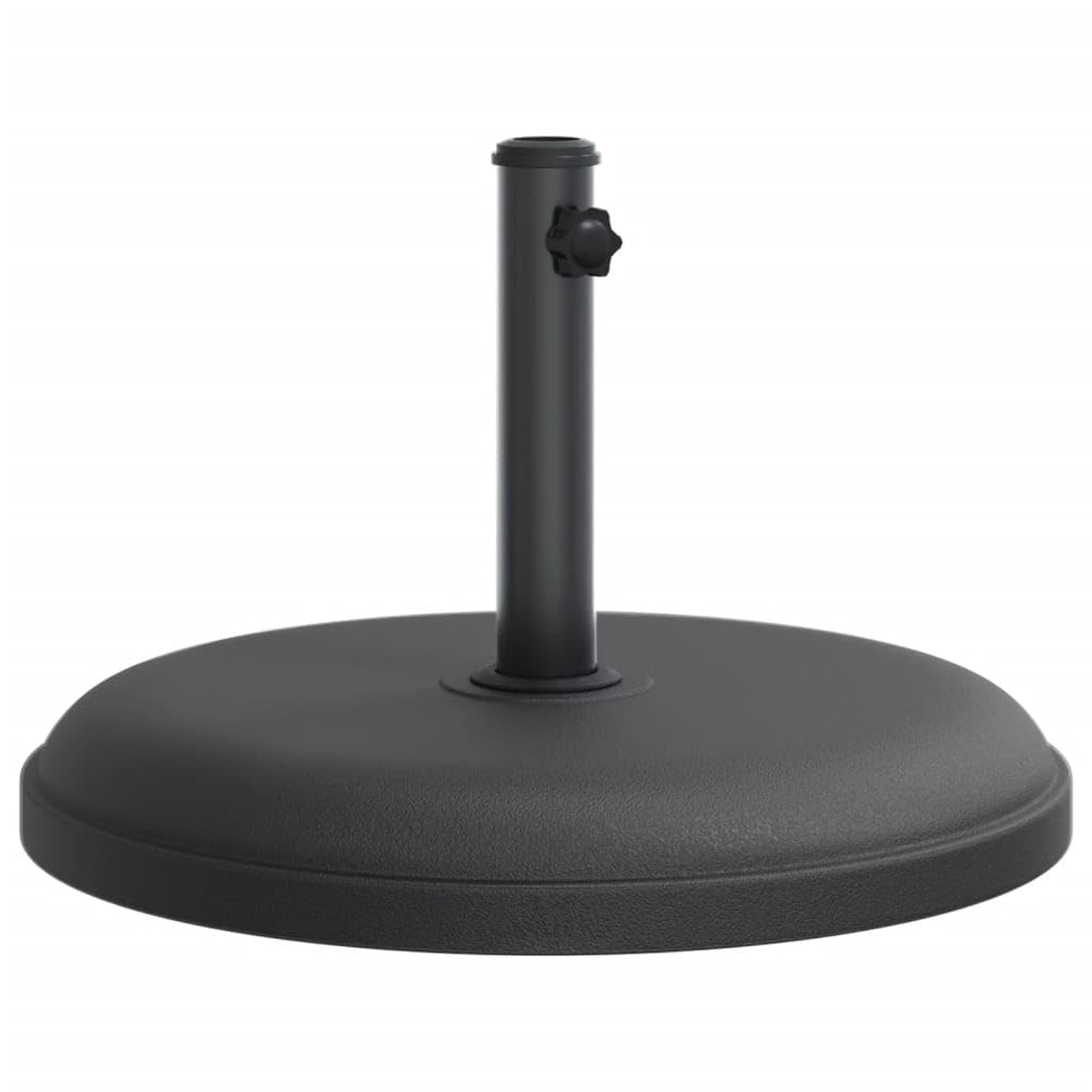 vidaXL Parasol Base - Round Concrete-Filled Plastic Umbrella Stand for 1.3"/1.4"/1.5" Poles - Black, 19.5"x12.6", 55.1 lb