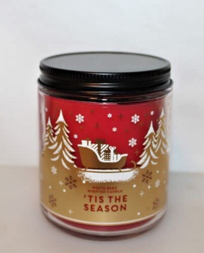 Bath & Body Works, White Barn 1-Wick Candle w/Essential Oils - 7 oz - 2021 Christmas & Winter Scents! (Tis The Season)