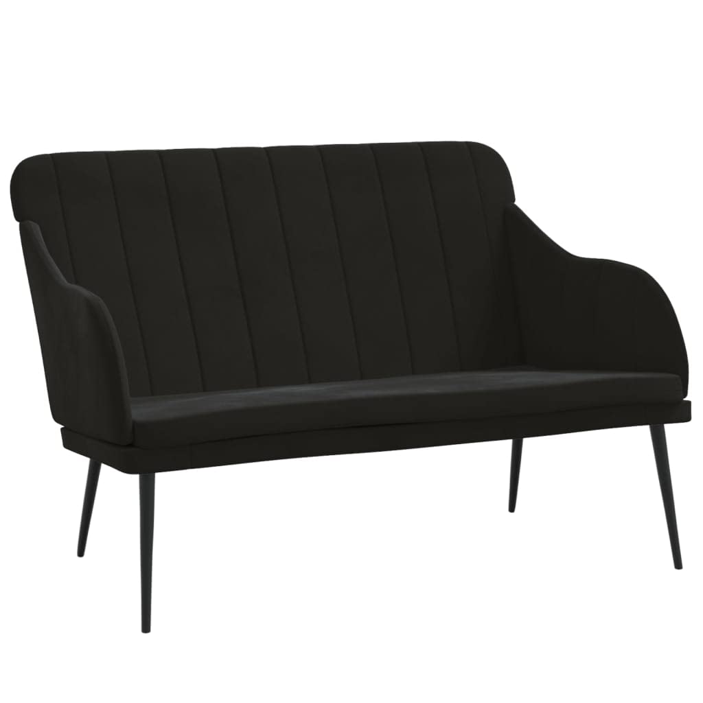 vidaXL Velvet Bench in Black - Soft Luxurious Fabric, Deep Seat with Upholstered Sloping Back and Sturdy Metal Frame for Stability