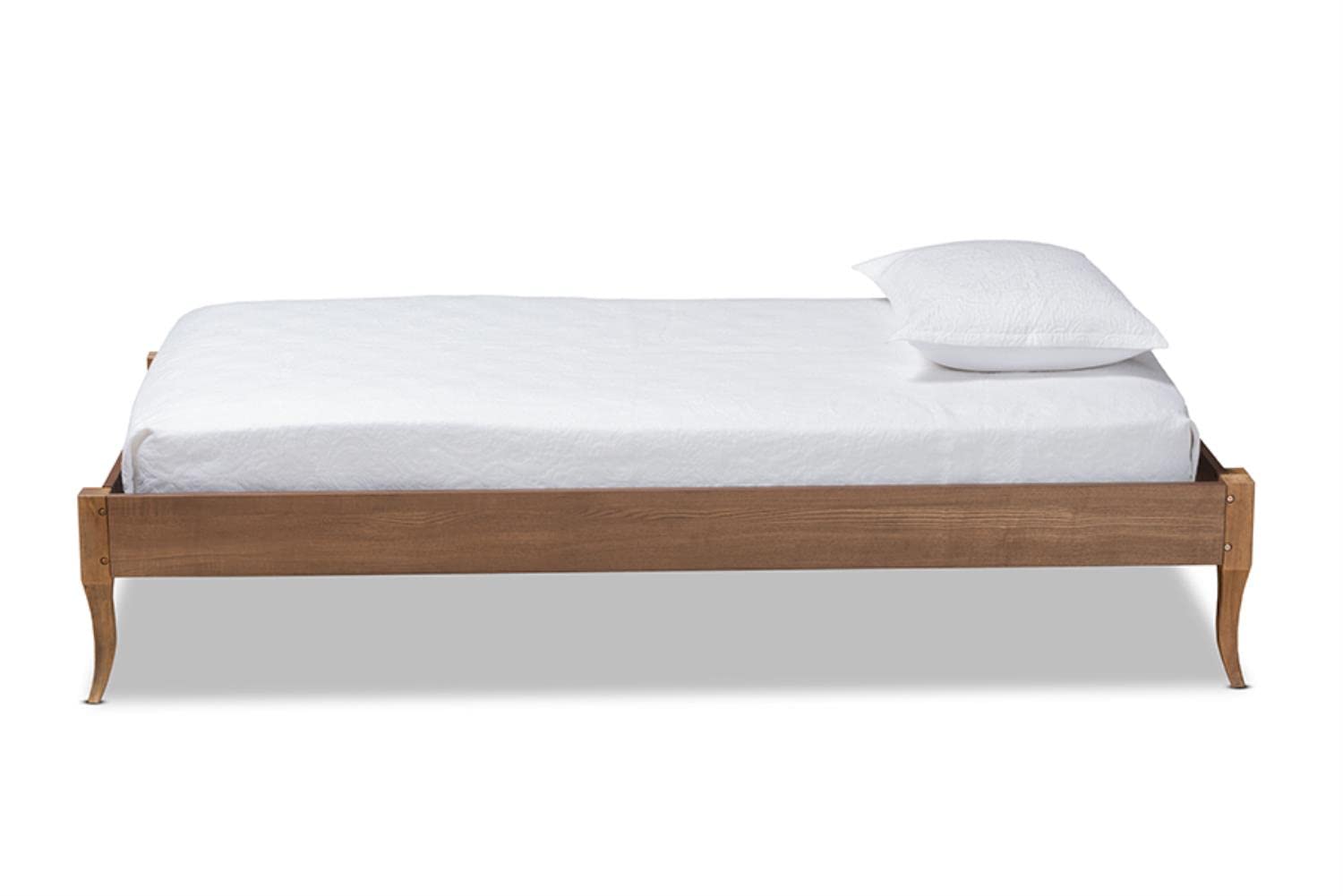 Baxton Studio Marieke Vintage French Inspired Ash Walnut Finished Wood Twin Size Platform Bed Frame