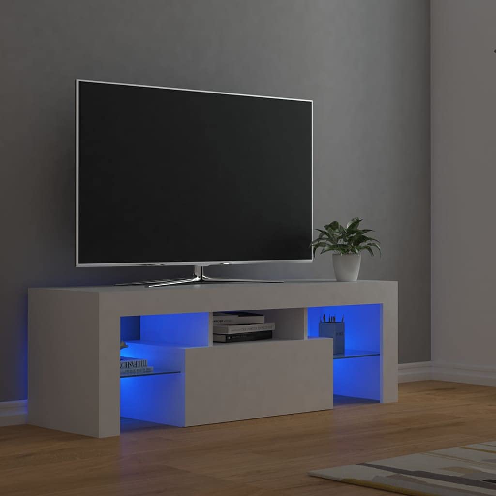 vidaXL TV Cabinet with LED Lights White 47.2&quot;x13.8&quot;x15.7&quot;