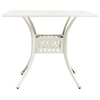 vidaXL Outdoor Patio Table - Weather-Resistant Cast Aluminum - 35.4"x35.4"x28.7" White Table with Umbrella Hole - Square Shaped Garden Furniture