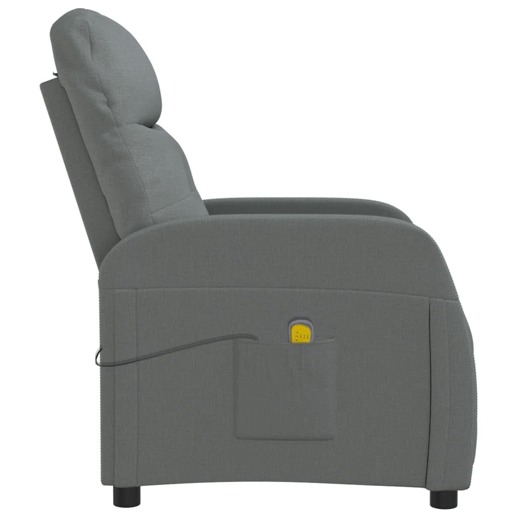 vidaXL Dark Gray Fabric Massage Chair - Manual Reclining Armchair with 6-Point Vibrating Massage, Adjustable Headrest and Footrest - Comfort Seating for Home Office, Living Room, Bedroom