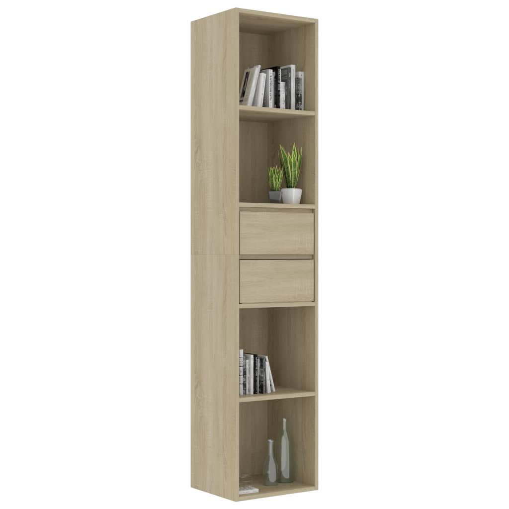 vidaXL Book Cabinet, Book Cabinet Open Shelf Bookcase, Wall Bookshelf for Office Living Room, Shelving Unit, Scandinavian, Sonoma Oak Engineered Wood