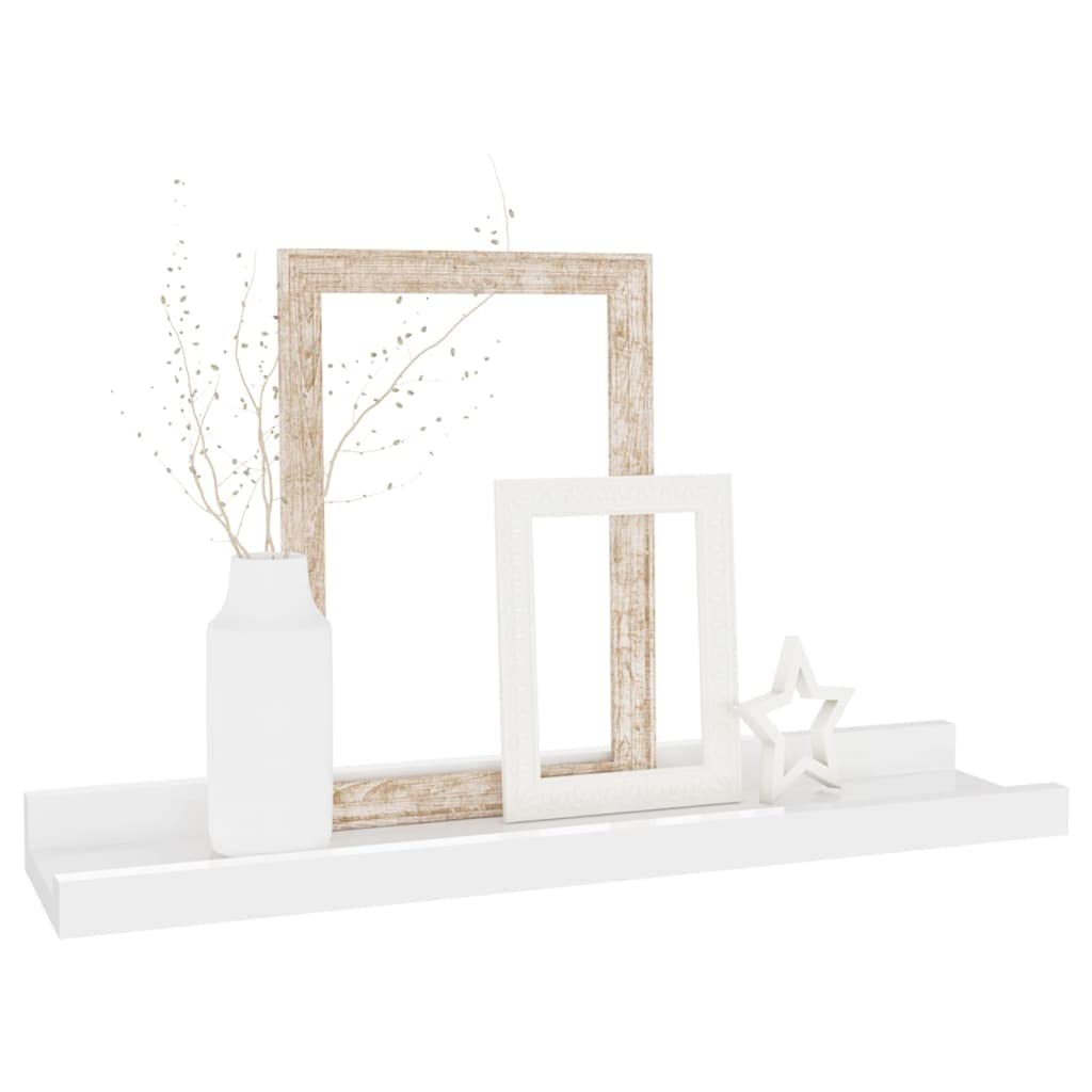 vidaXL Wall-Mounted Shelves 2 pcs - Glossy White Modern Style Shelves - Durable MDF Material - Easy to Assemble - Perfect for Decorative Display or Storage - Measures 15.7&quot;x3.5&quot;x1.2&quot;
