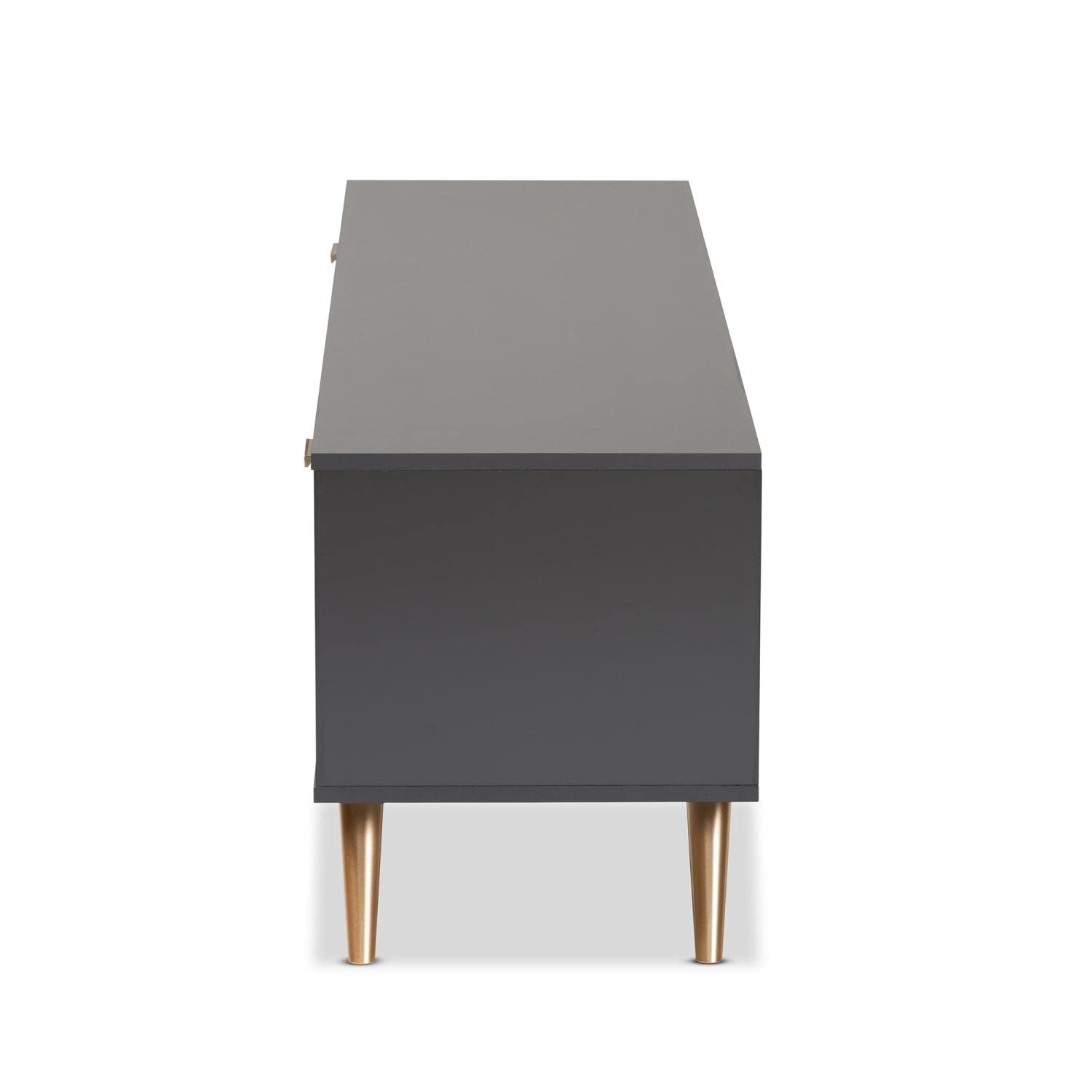 Baxton Studio Kelson Modern and Contemporary Dark Grey and Gold Finished Wood TV Stand