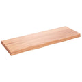 vidaXL Solid Oak Wood Wall Shelf, Light Brown – Handmade with Live Edge, Versatile and Lightweight Design for Home Décor