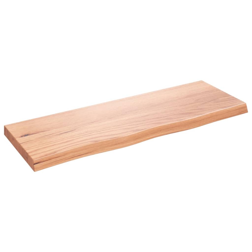 vidaXL Solid Oak Wood Wall Shelf, Light Brown – Handmade with Live Edge, Versatile and Lightweight Design for Home Décor