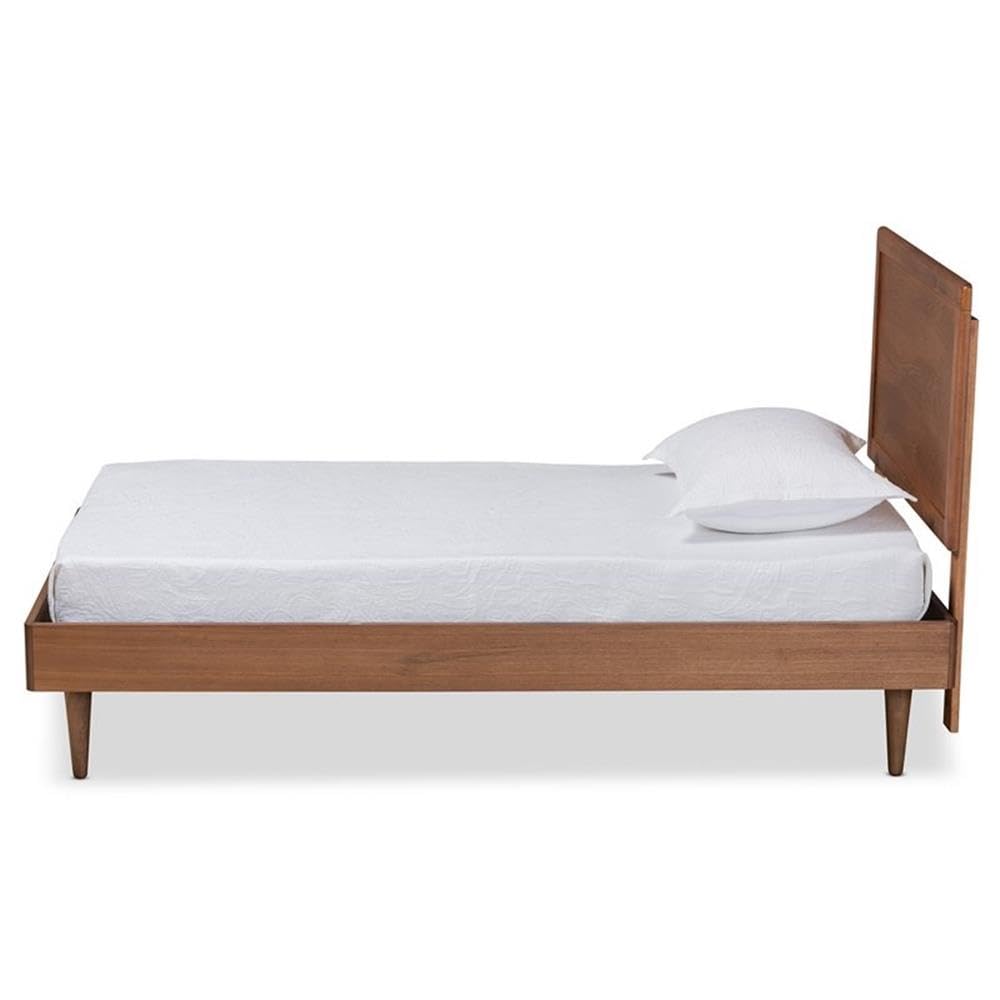 Baxton Studio Hiro Mid-Century Modern Walnut Brown Finished Wood Twin Size Platform Bed
