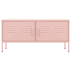 vidaXL Steel TV Stand with Storage Shelf and Cable Management in Pink - Sturdy, Adjustable, and Practical Living Room Furniture