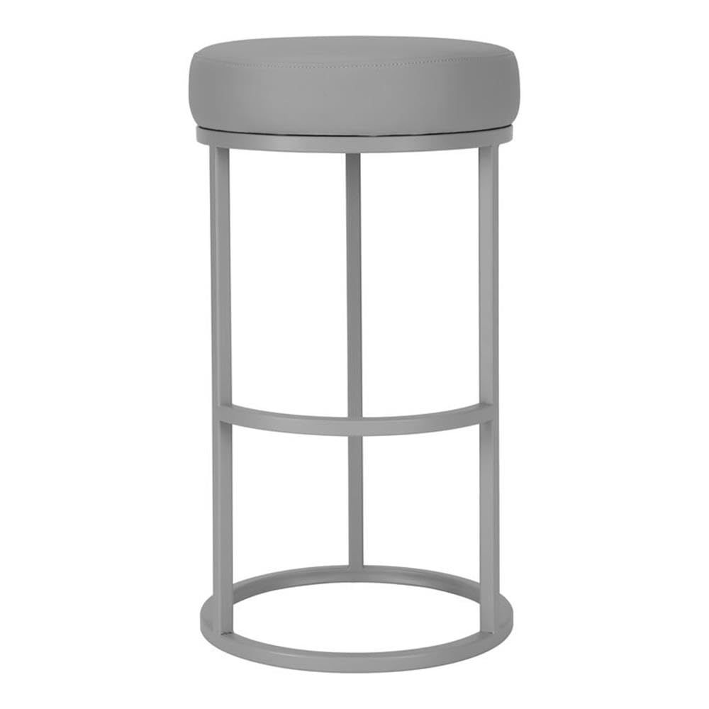 Pangea Home Mono 30&quot; Modern Faux Leather & Metal Stand Bar Stool In Gray