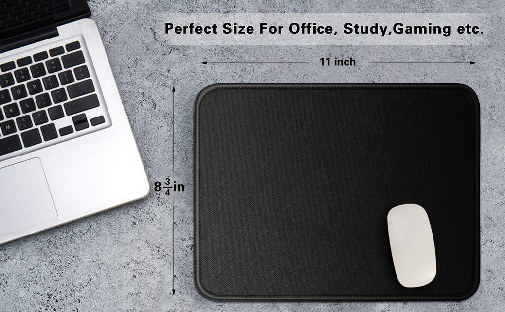 Tonos Black Mouse Pad 11 X 8.7 X 0.1 In. Basic Big Mouse Pad With Stitched Edges And Non-Slip Rubber Base, Premium-Textured Mous