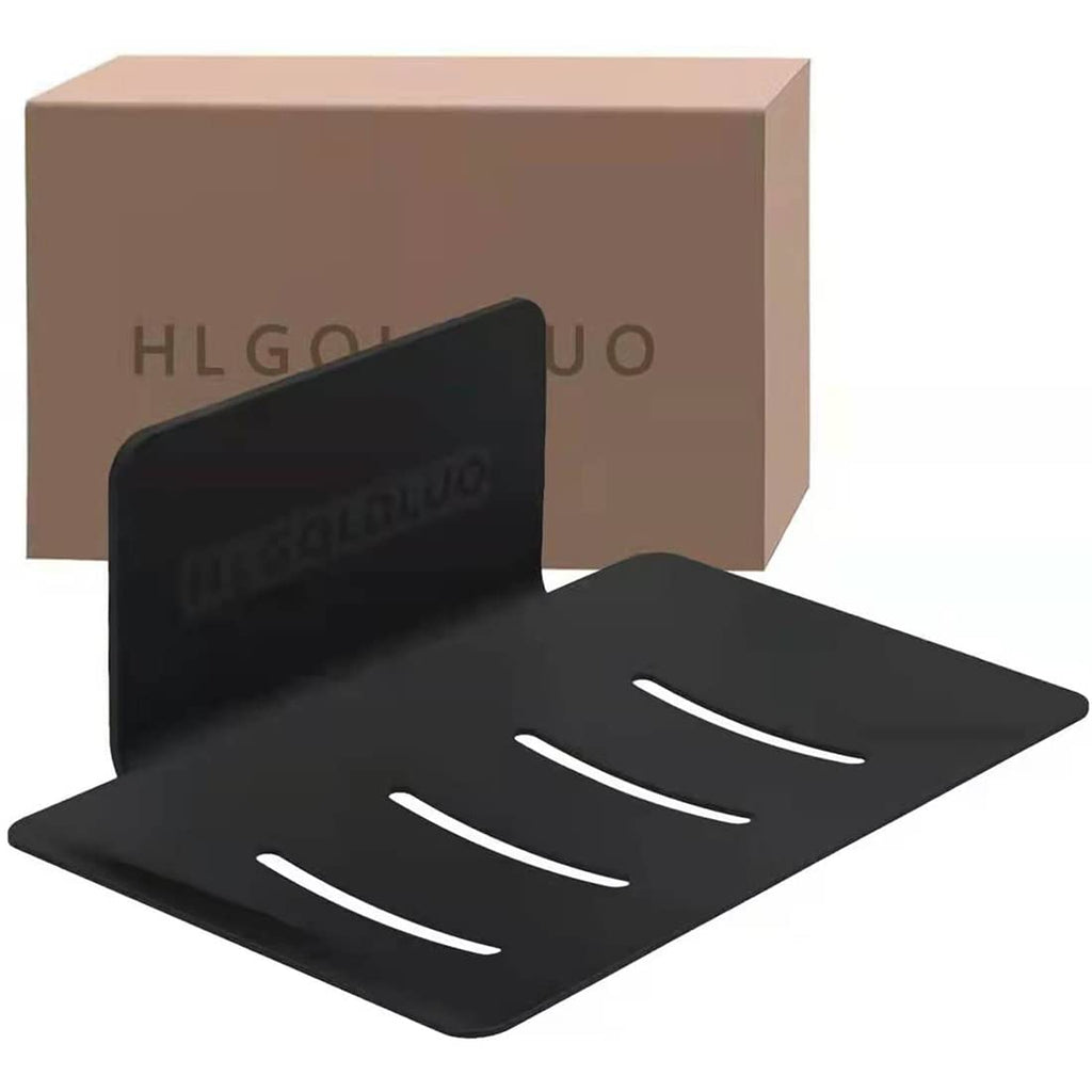 CHRUNONE Self-Adhesive Soap Dish for Shower, Aluminum Bar Soap Holder Dishes for Bathroom Black