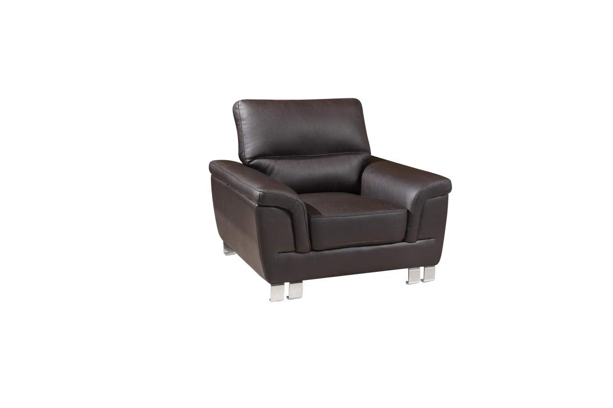 HomeRoots 37' Brown Modern Leather Chair