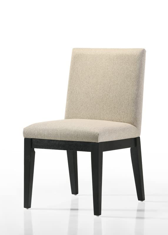 Lilola Home Jasper Set of 2 Ebony Black Finish Beige Fabric 19" W Dining Chair